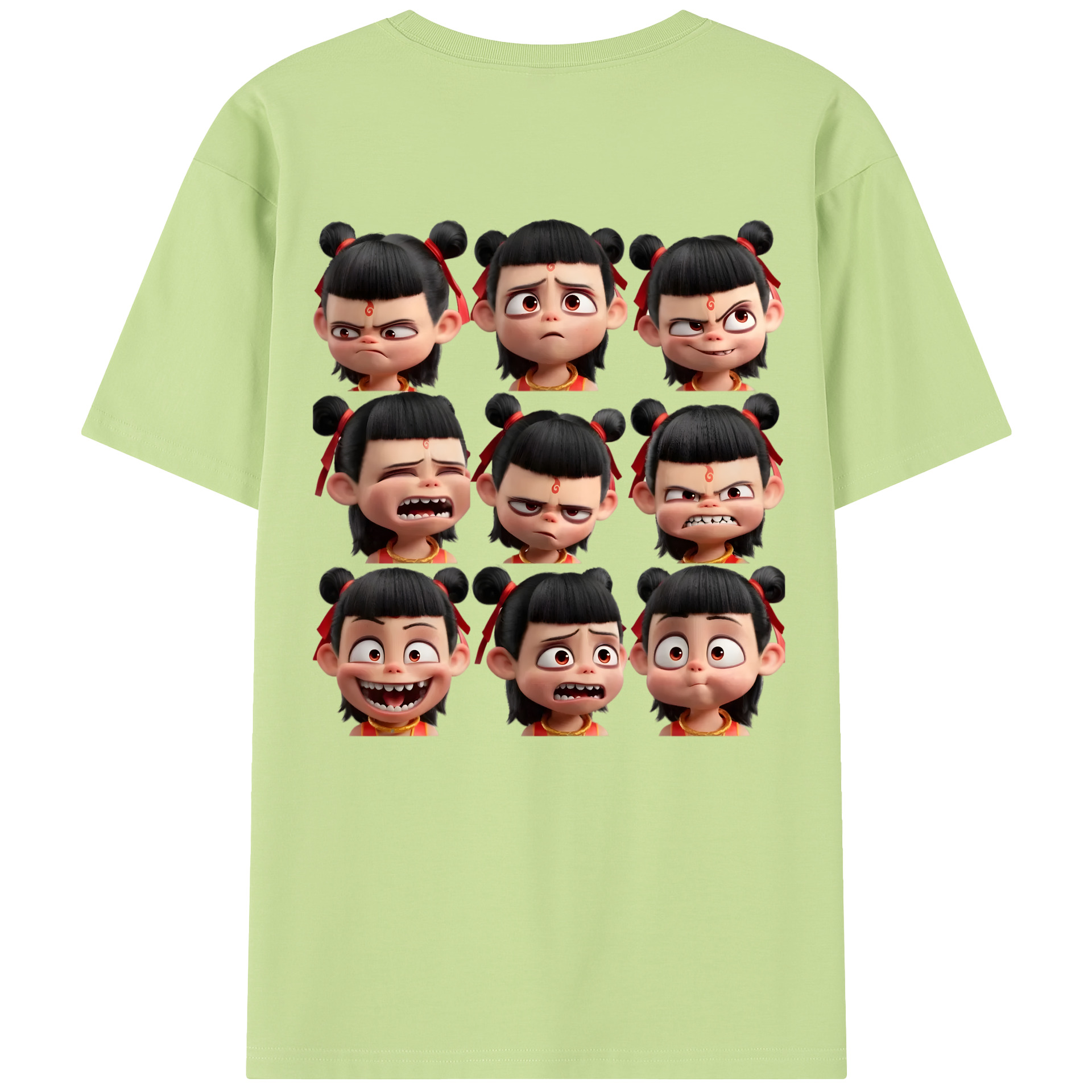 （画像用） Ne Zha 2 ナタ 魔童の大暴れ 綿100％半袖Tシャツ（背面プリント）